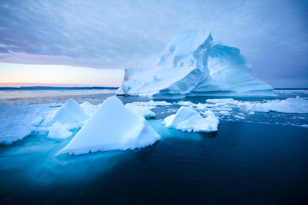 natural blue color of beautiful icebergs