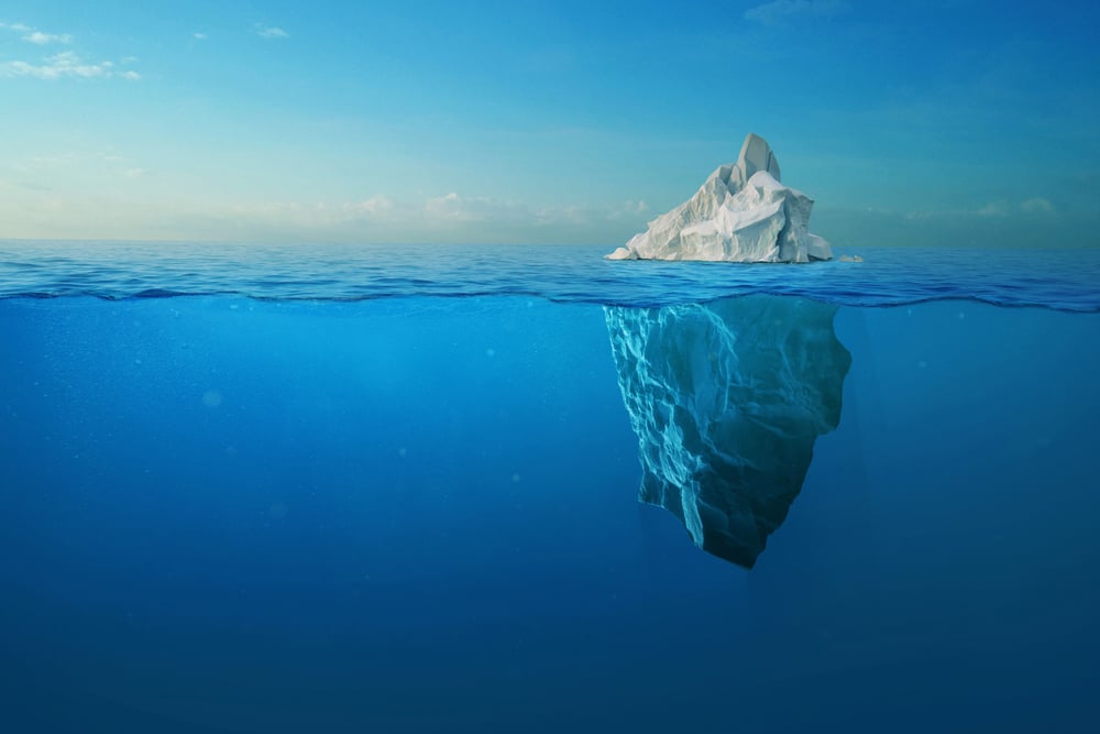 iceberg with large chunk underneath